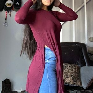 High side split side long sleeve shirt